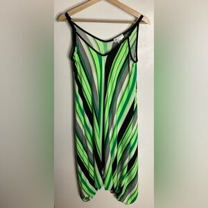 NWOT Chic Green and Black Striped Rompers S & M